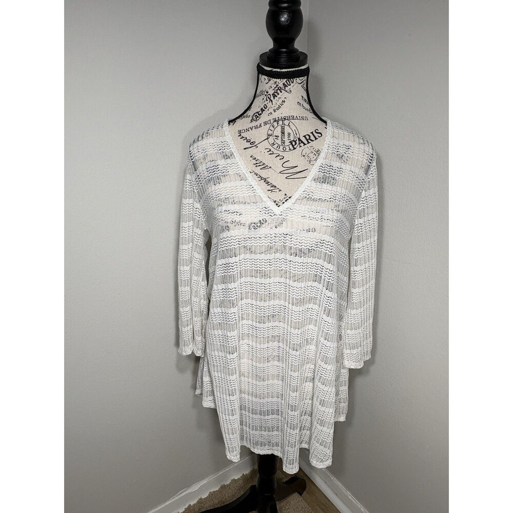 Jordan Taylor White Sheer Striped Swim Cover Up Women's Regular ONE SIZE